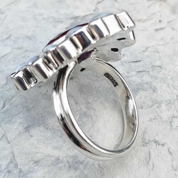 New NB Nicky Butler 925 Sterling Silver Pink Quartz Garnet Pearl Size 6 Ring - Picture 11 of 12